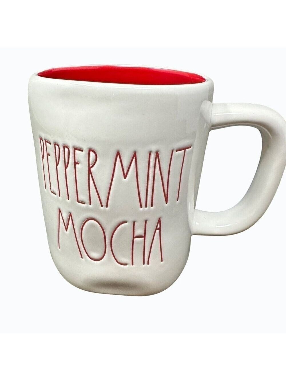 Rae Dunn Mug Peppermint Mocha Ceramic Large Coffee Cup Magenta LL Christmas Gift